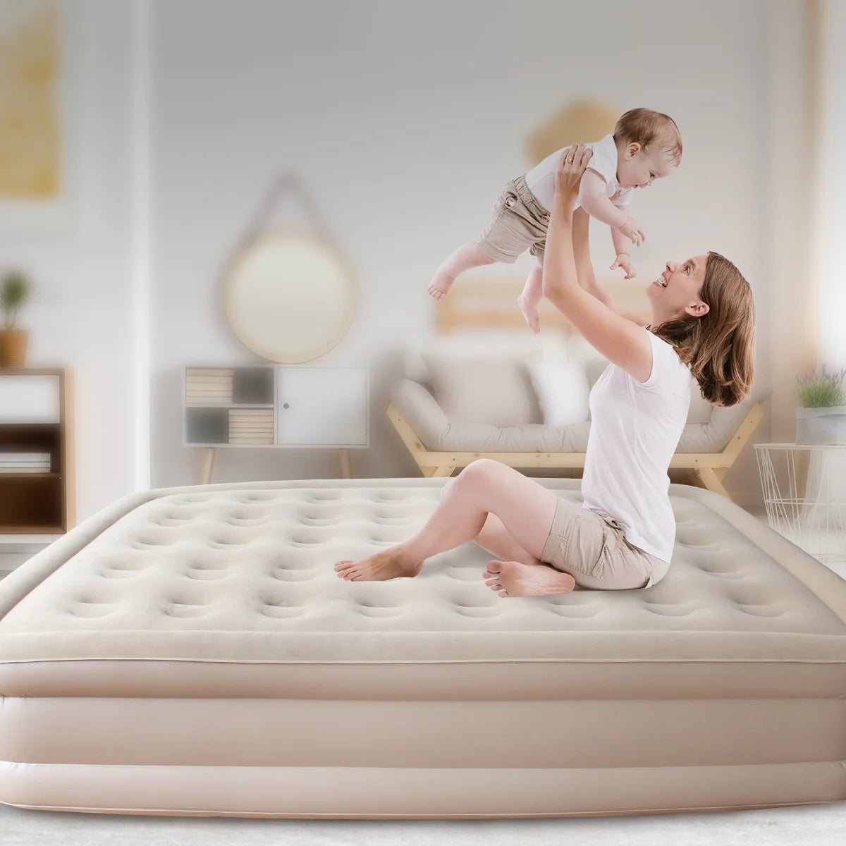 Inflatable Queen Air Mattress with Built-in Pump U910707