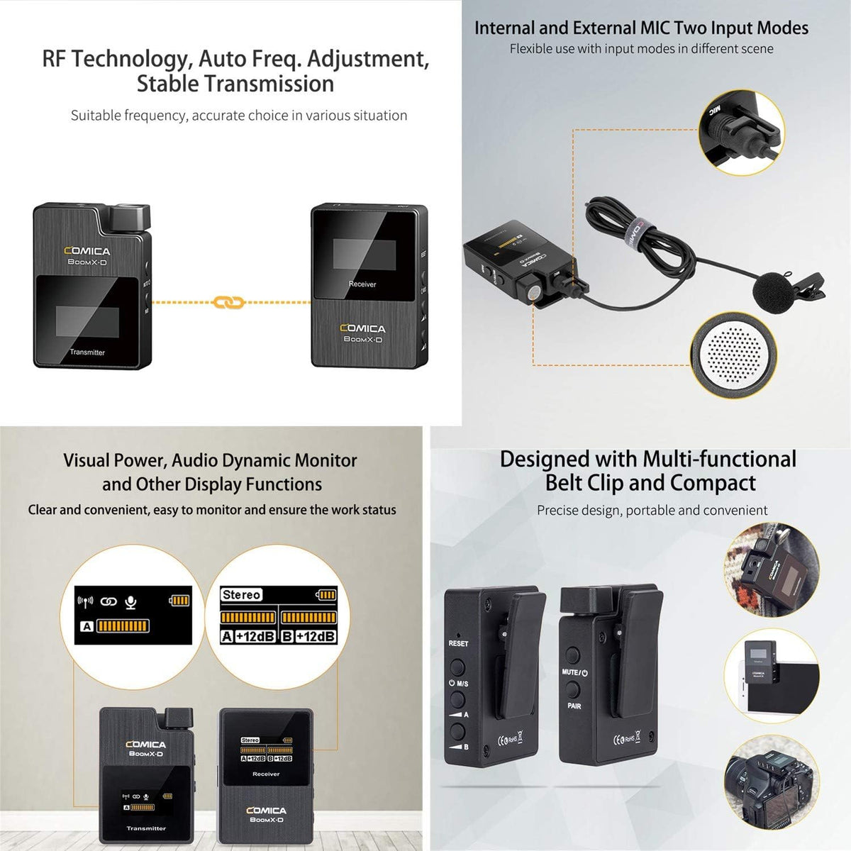 2.4G Wireless Lavalier Microphone System with Lapel Clip Mics B997