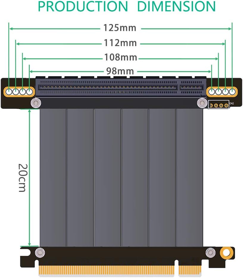 PCIe 16x Extension Riser Cable 90 Degree 20cm R464605