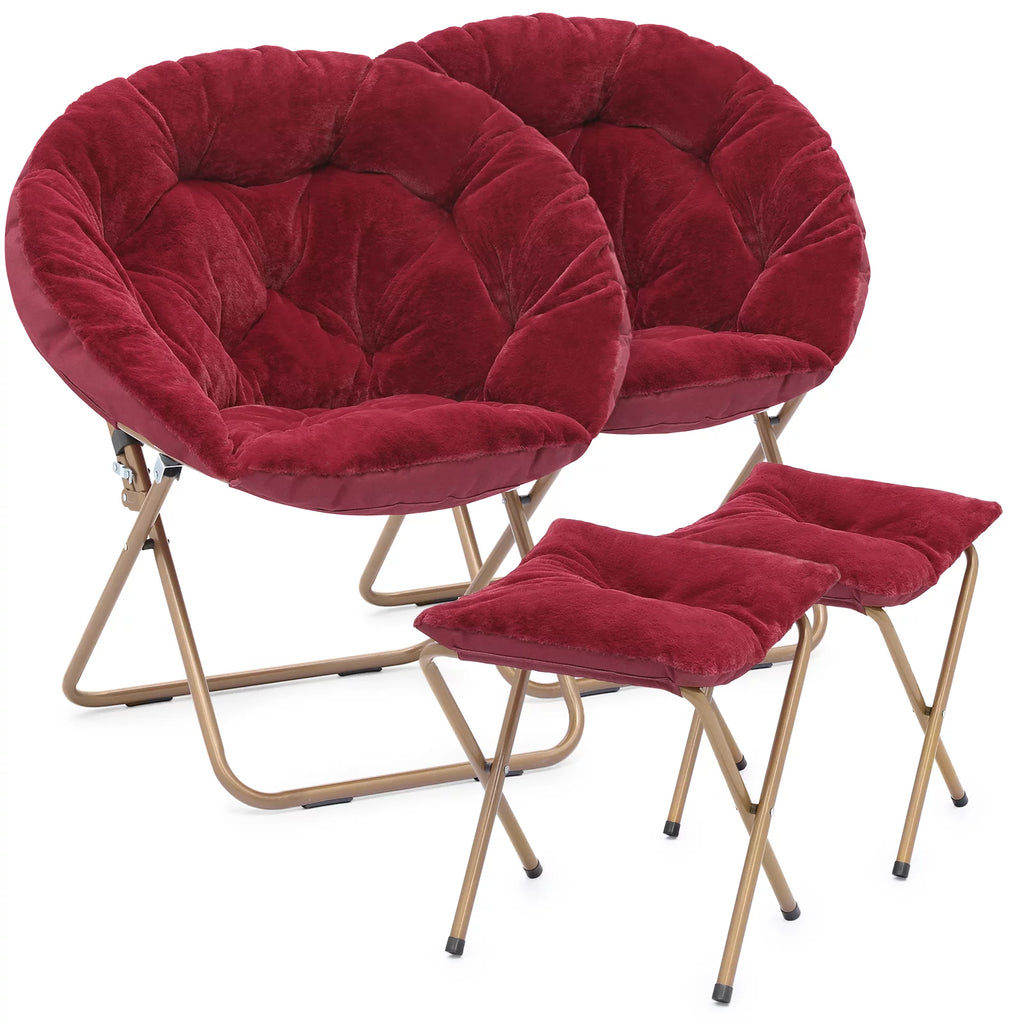 Set of 2 Oversized Folding Lounge Chair with Ottoman J726