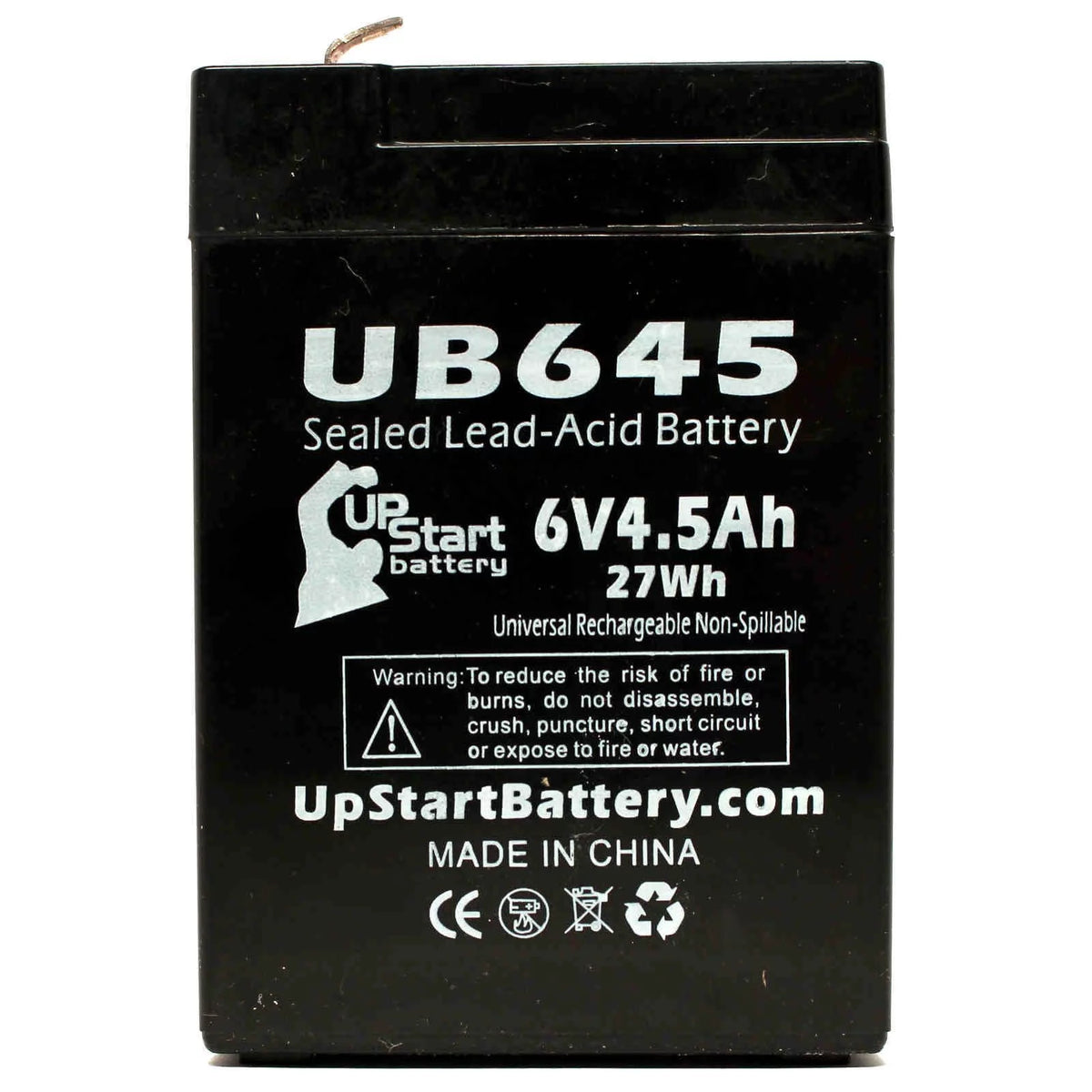 6V 4.5Ah Sealed Lead Acid Battery with F1 to F2 Terminal Adapters G956730