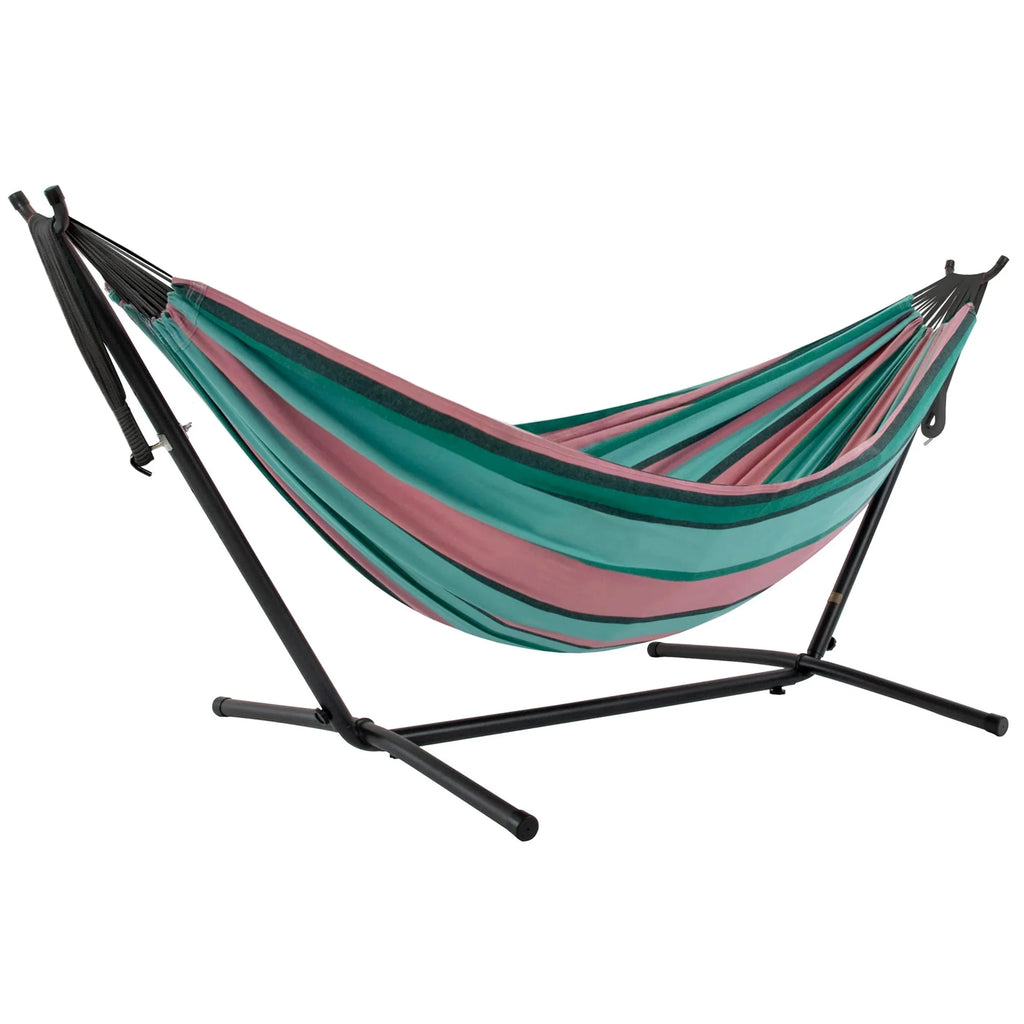 Double Cotton Hammock with Stand and Carry Bag N43916