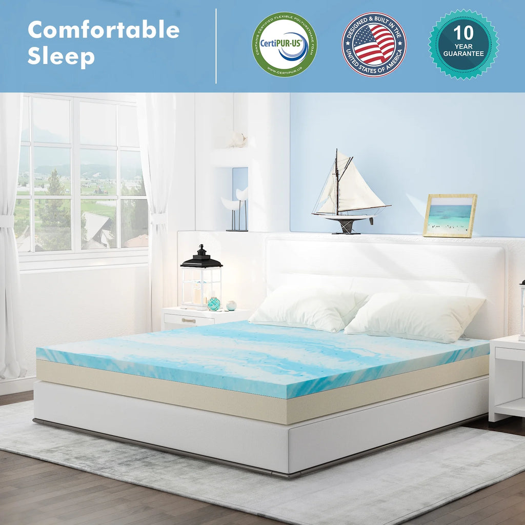 2 Inch Twin Size Cool Gel Memory Foam Mattress Topper Z532