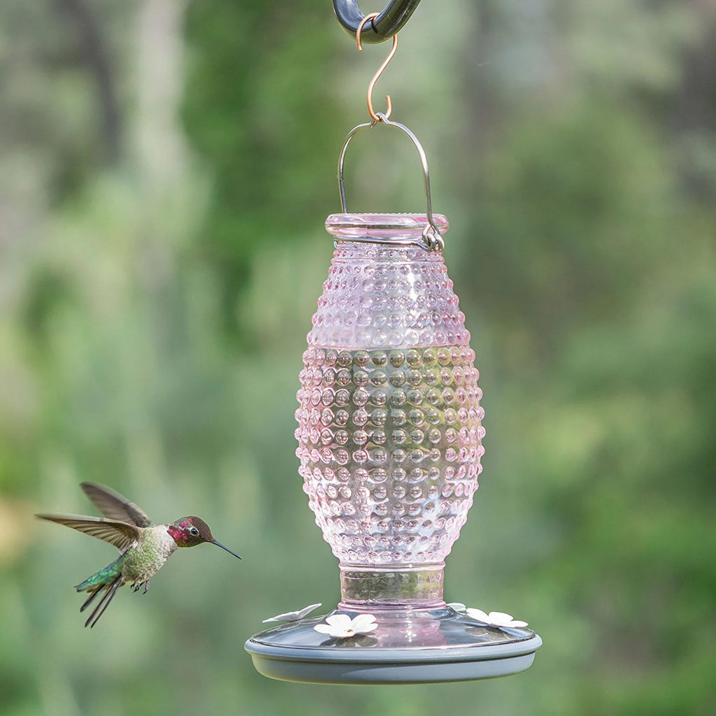 Vintage Glass Hummingbird Feeder G949