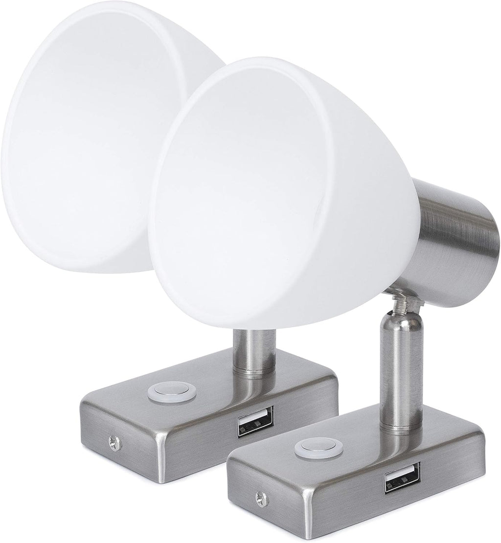 12V LED Reading Light with USB Port Touch Switch Dimmable Warm Two Pack H20878