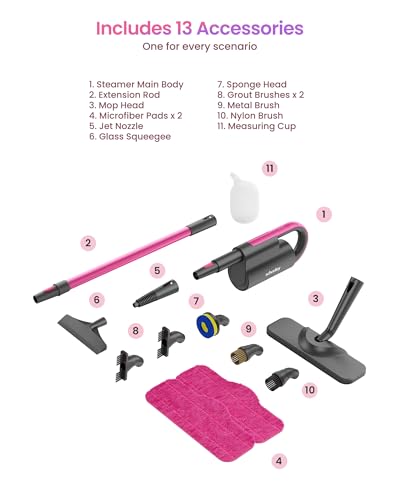 Steam Mop Cleaner with Detachable Handheld Steamer and Washable Microfiber Pads I454