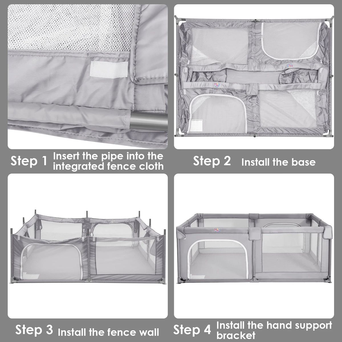 Extra Large Kids Playpen with Gate Gray Y22986