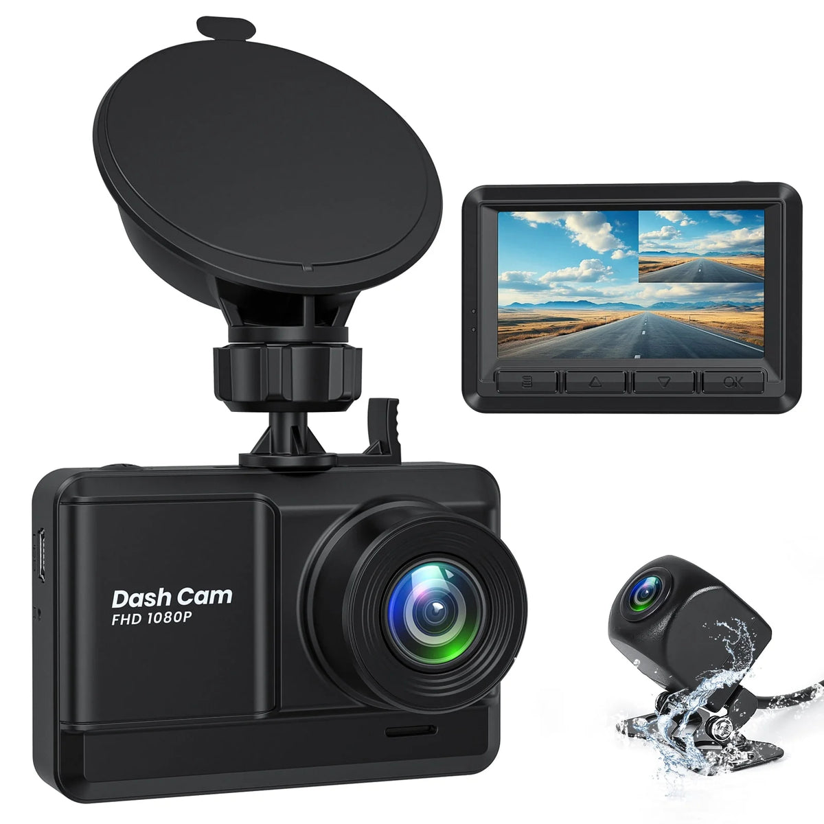Dash Cam Front and Rear 1080P Full HD W550