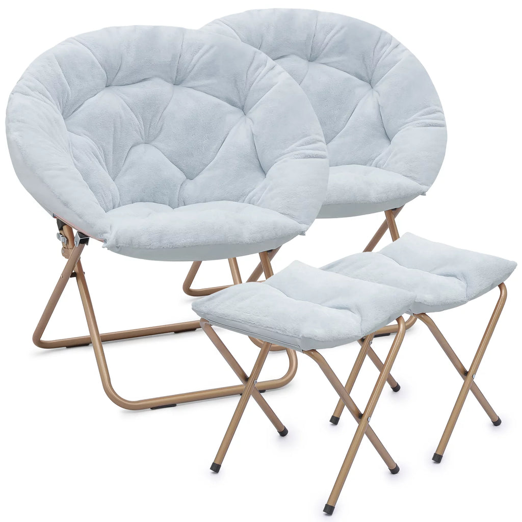 Set of 2 Oversized Folding Lounge Chair with Ottoman J726