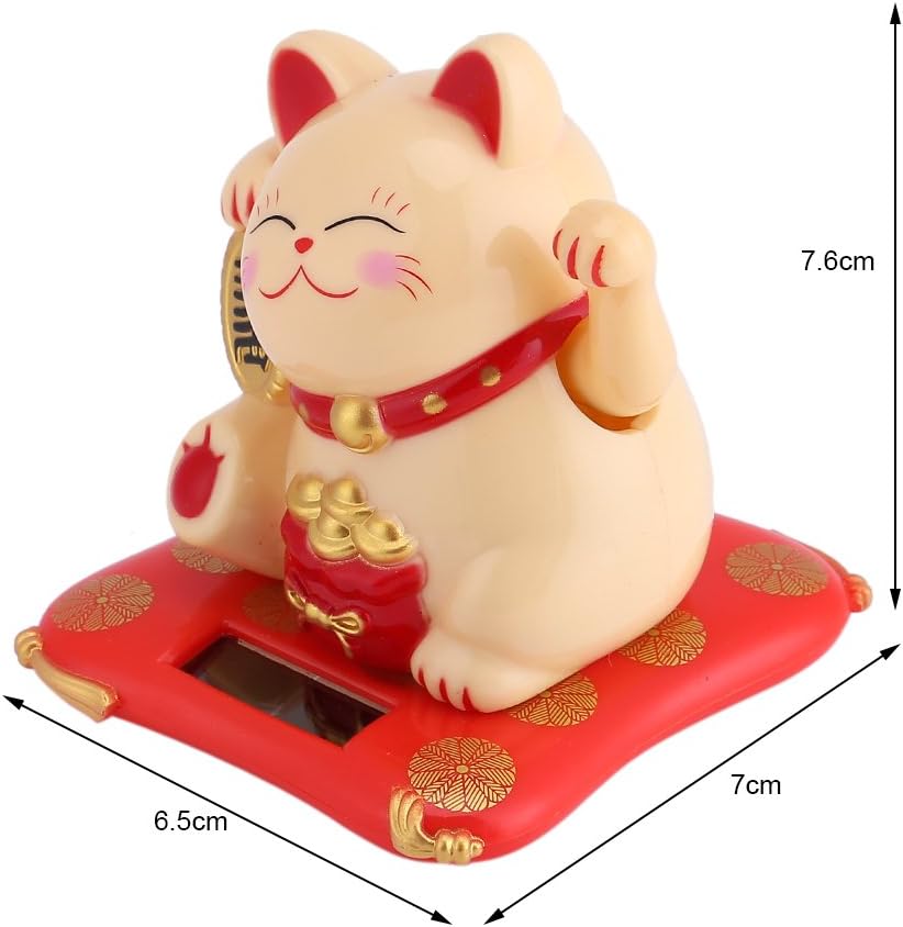 Solar Powered Waving Arm Lucky Cat White B31407