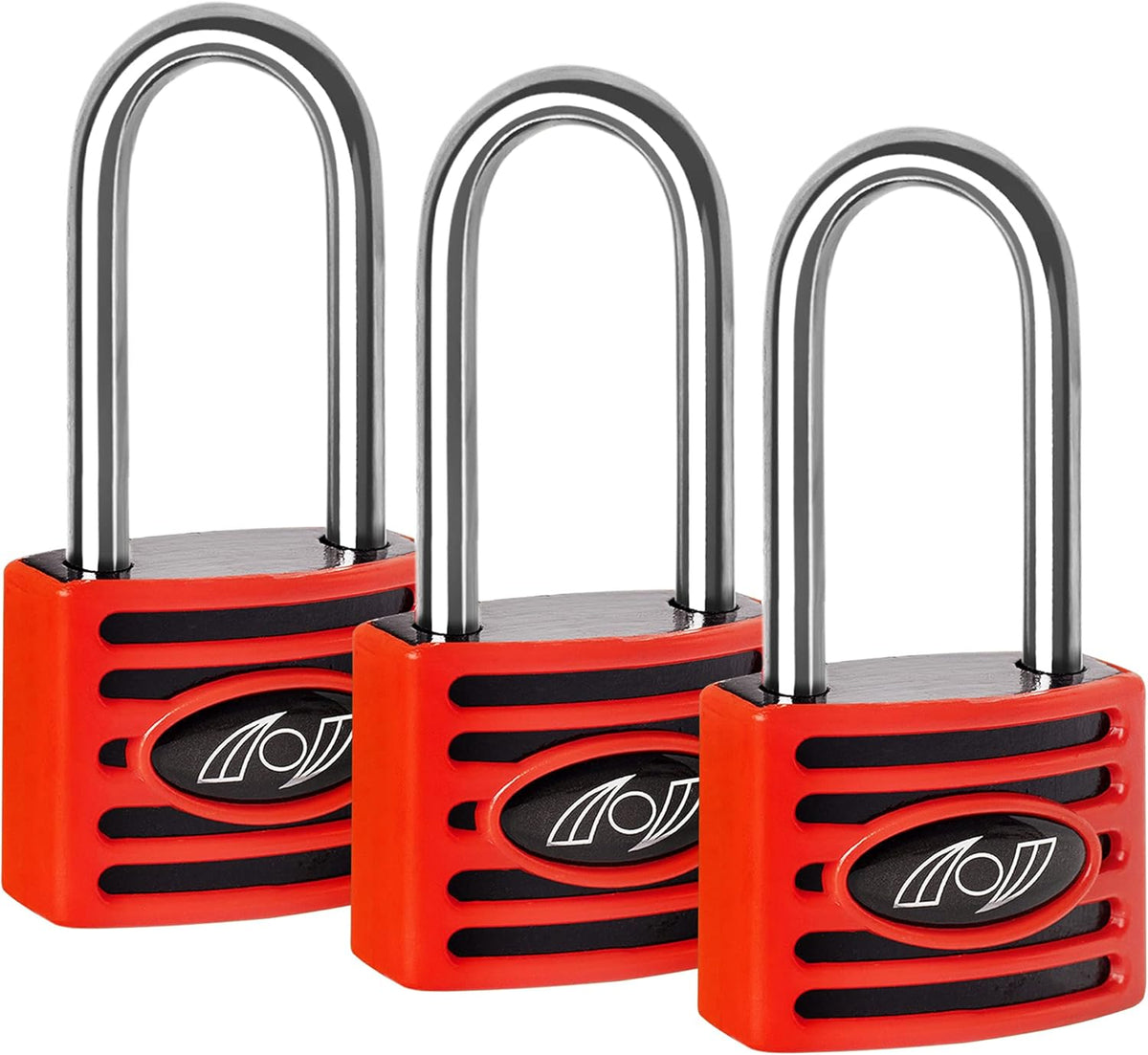 2.5 Inch Long Shackle Keyed Alike Padlocks 6 Pack Red R58909