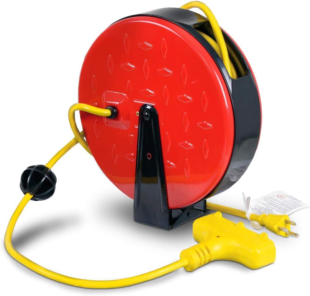 Retractable 16AWG x 30' Foot Extension Cord Reel V3944