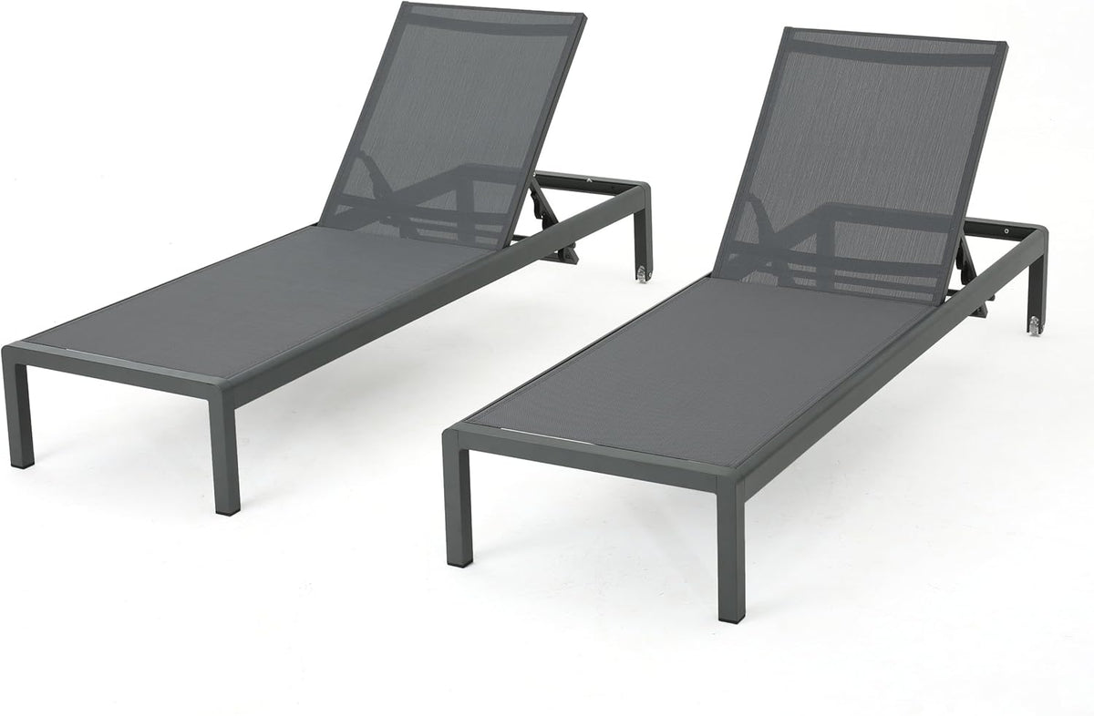Grey Aluminum Chaise Lounges 2 Pcs Set T25660