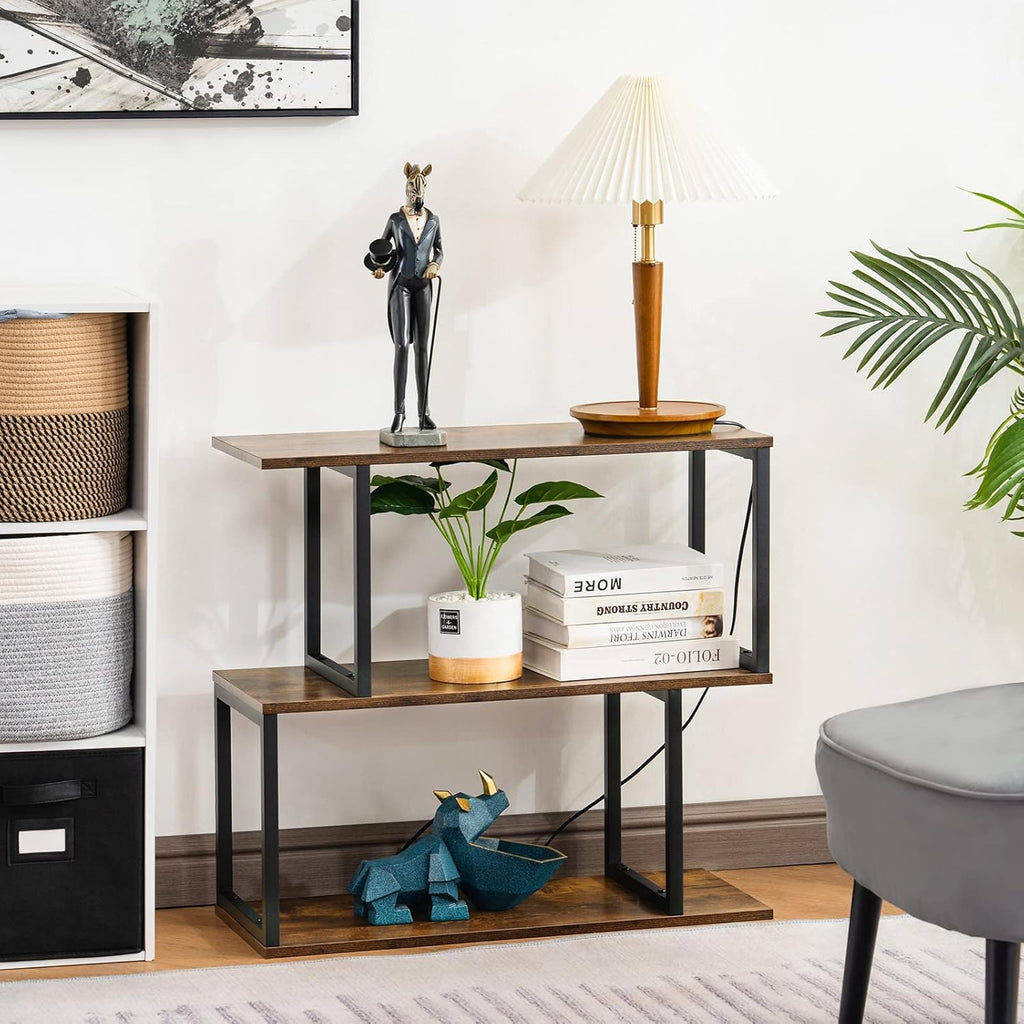 2-Tier S-Shaped Wooden Bookshelf C205