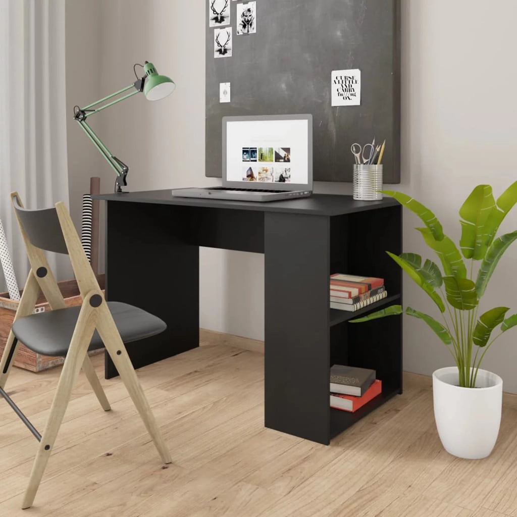 Black Computer Desk with Storage Shelves I55976