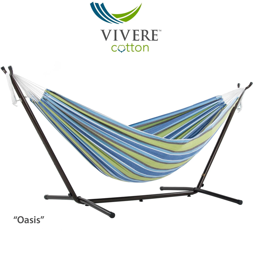 Double Cotton Hammock with Stand and Carry Bag N43916