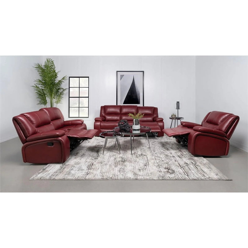Red Faux Leather Motion Loveseat J53416