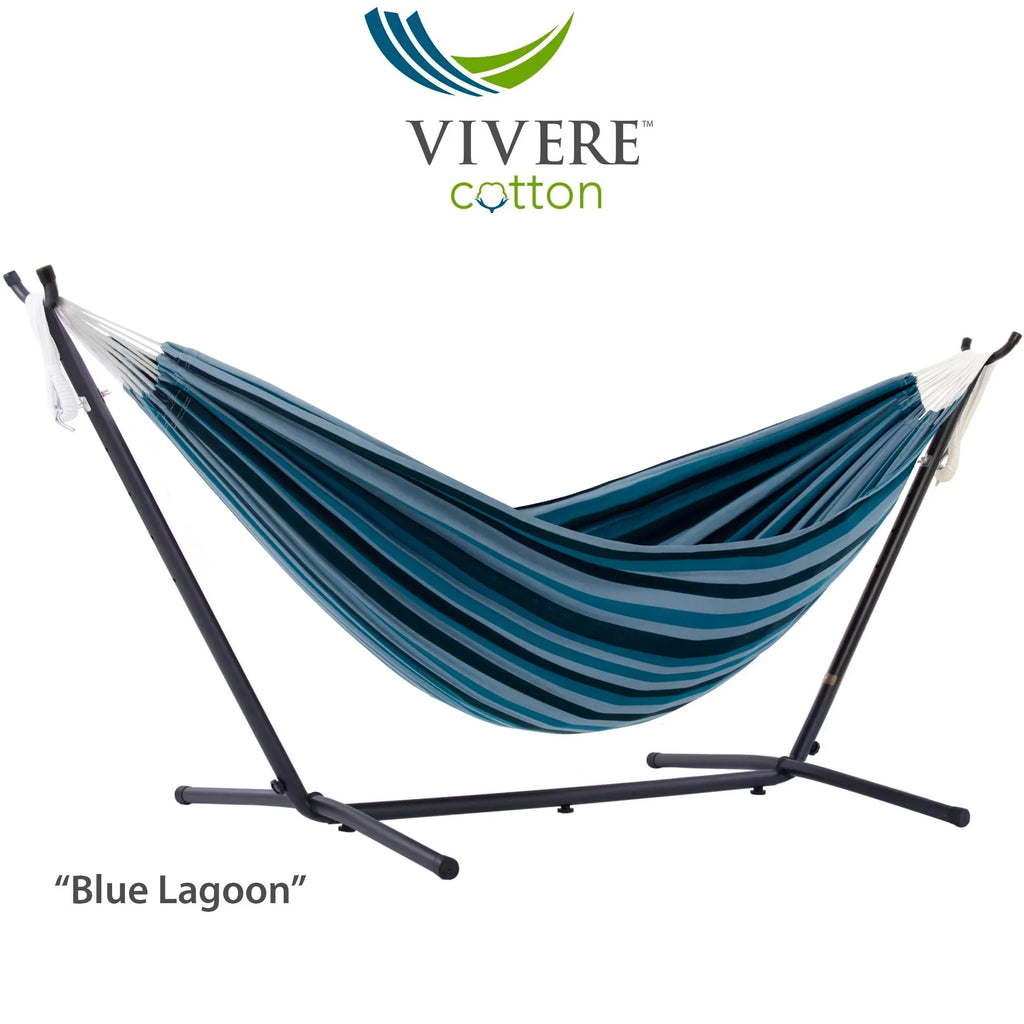 Double Cotton Hammock with Stand and Carry Bag N43916