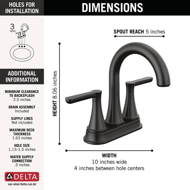 4 in. Centerset Double Handle Bathroom Faucet Matte Black U6216