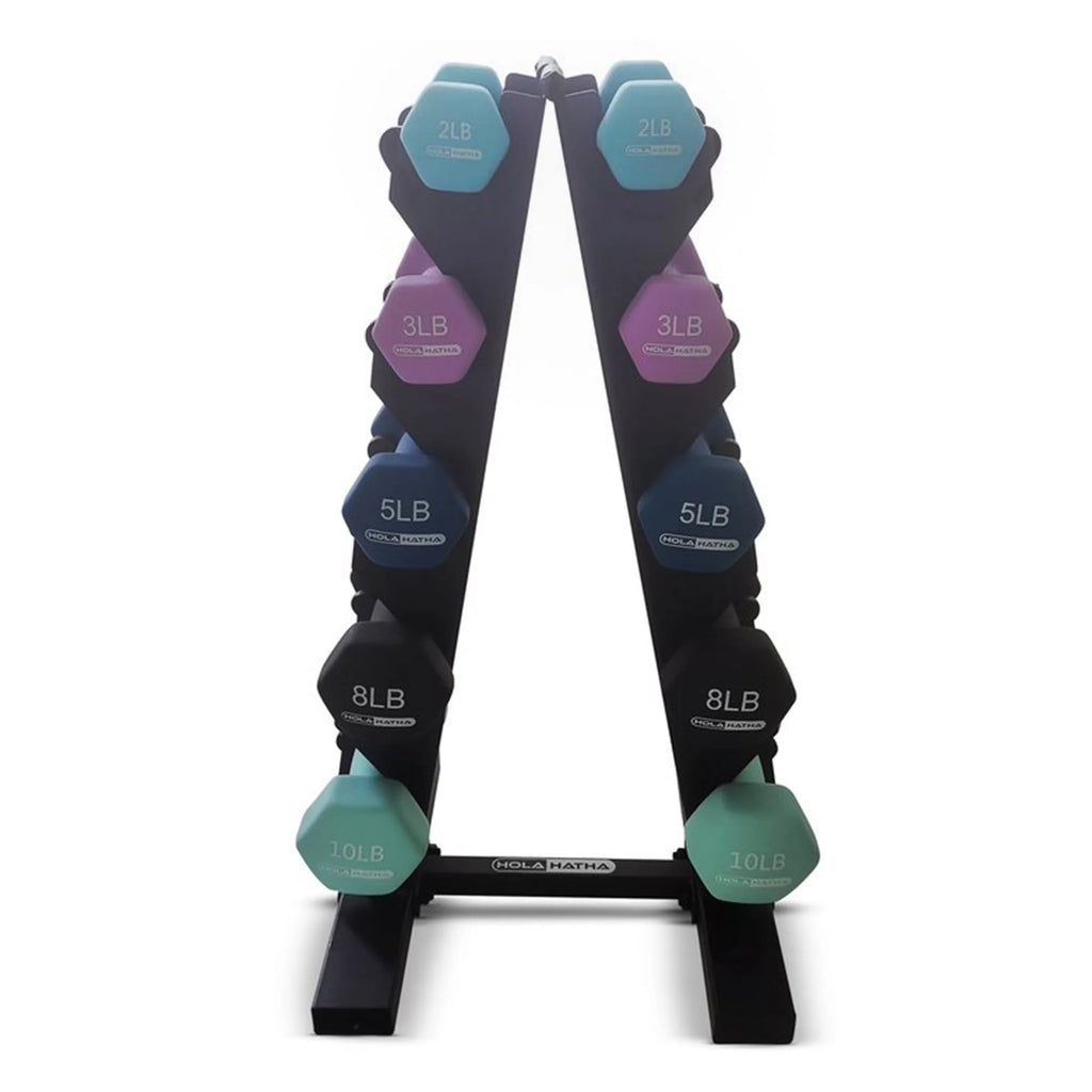 3, 5, and 8 Pound Dumbbell Hand Weight Set with Storage Rack Q5028
