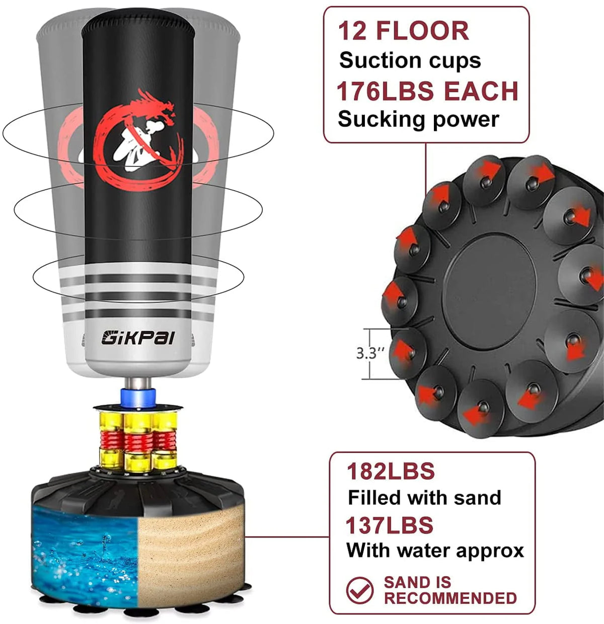 69'' 182lbs Freestanding Punching Bag with Stand R877828