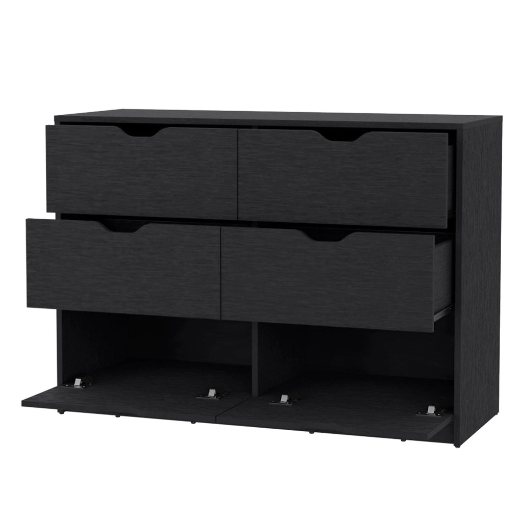 Black Manufactured Wood Six Drawer Dresser A4696