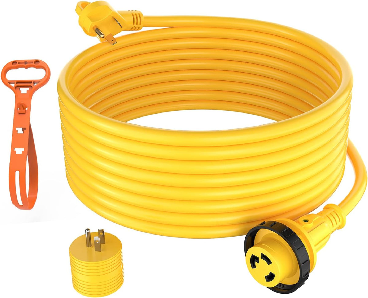 25' 30 Amp RV Power Extension Cord with 15 Amp to 30 Amp Adapter D31253
