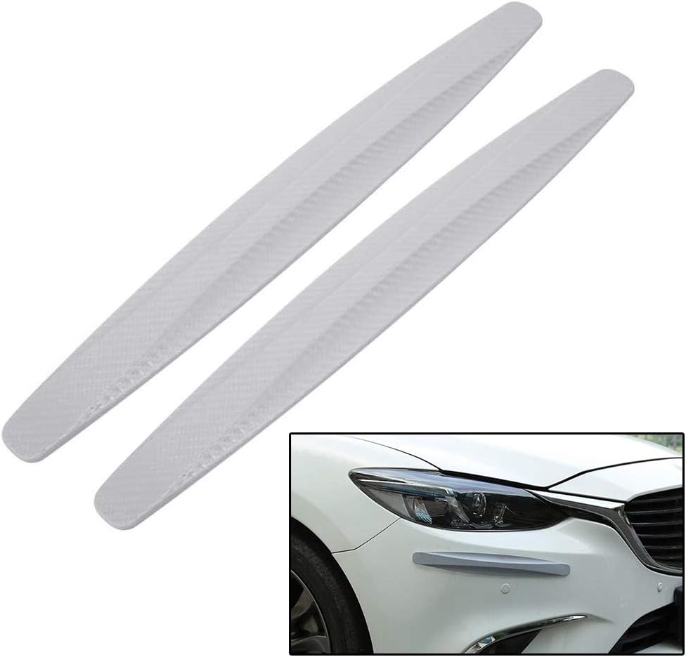 Car Front Rear Bumper Protector Anti-Collision Rubber Strips Pack of 2 White L71616