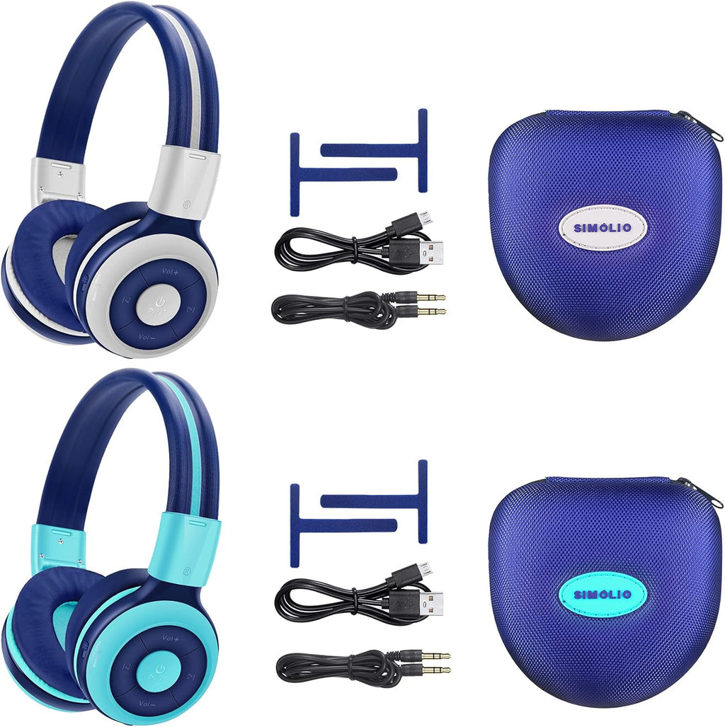 2 Pack Kids Wireless Bluetooth Headphones with Volume Limit, Mic & Hard Case N112251