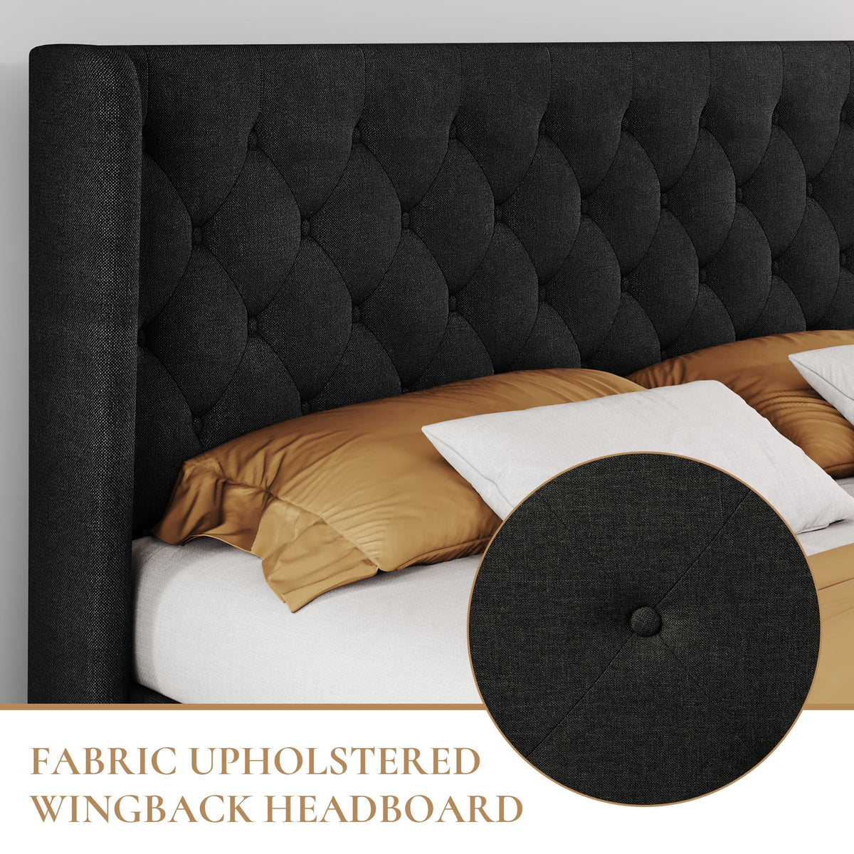 Queen Size Dark Grey Upholstered Platform Bed Frame Y9902