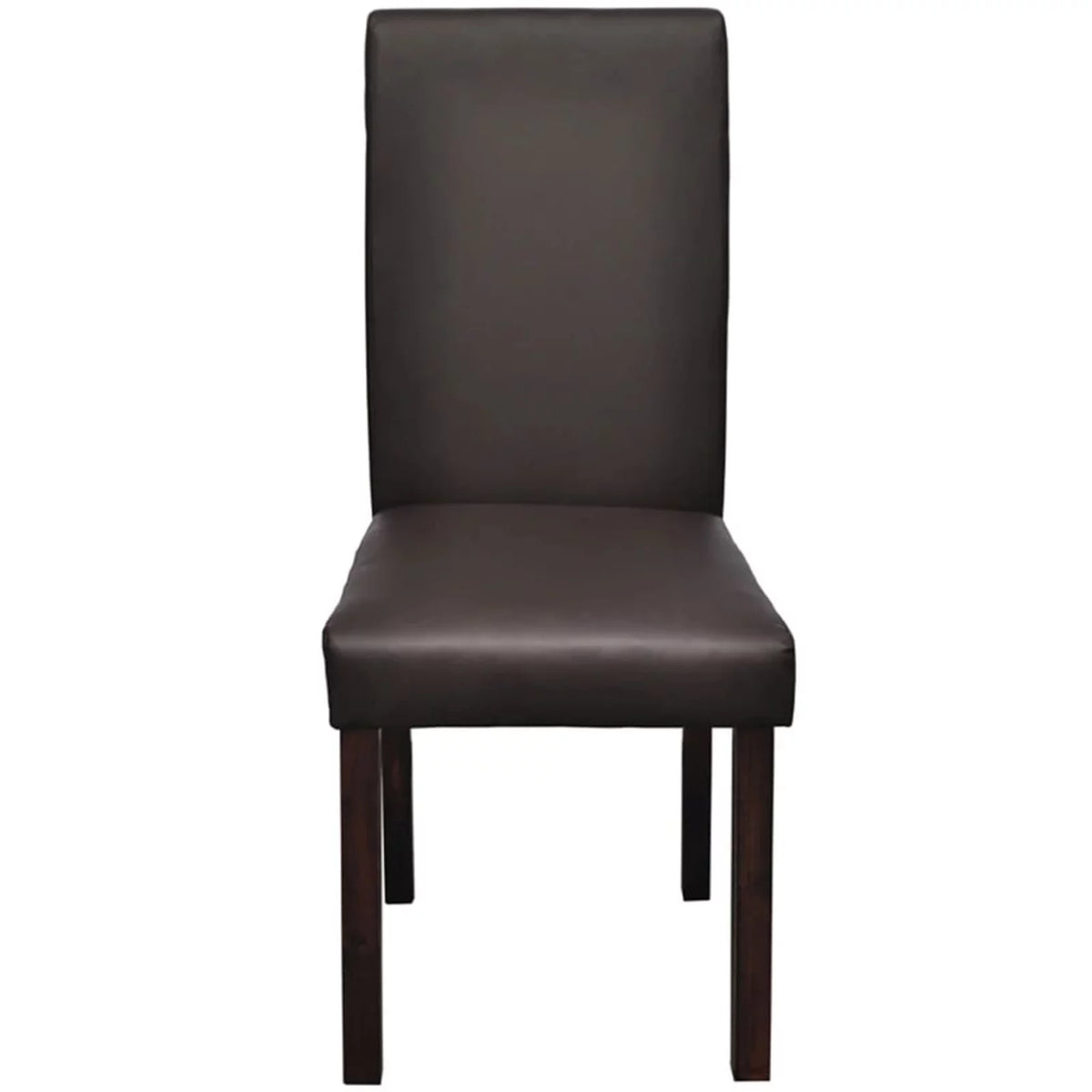 Set of 4 Brown Leather Dining Chairs with Wooden Legs W665