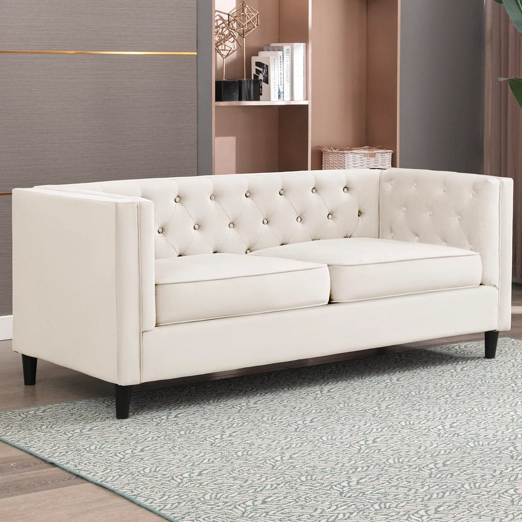 Velvet Tufted Sleeper Sofa Bed with Wood Legs B942