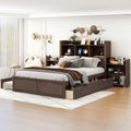 Full Size Wood Storage Bed with Bookcase Headboard and Trundle A756