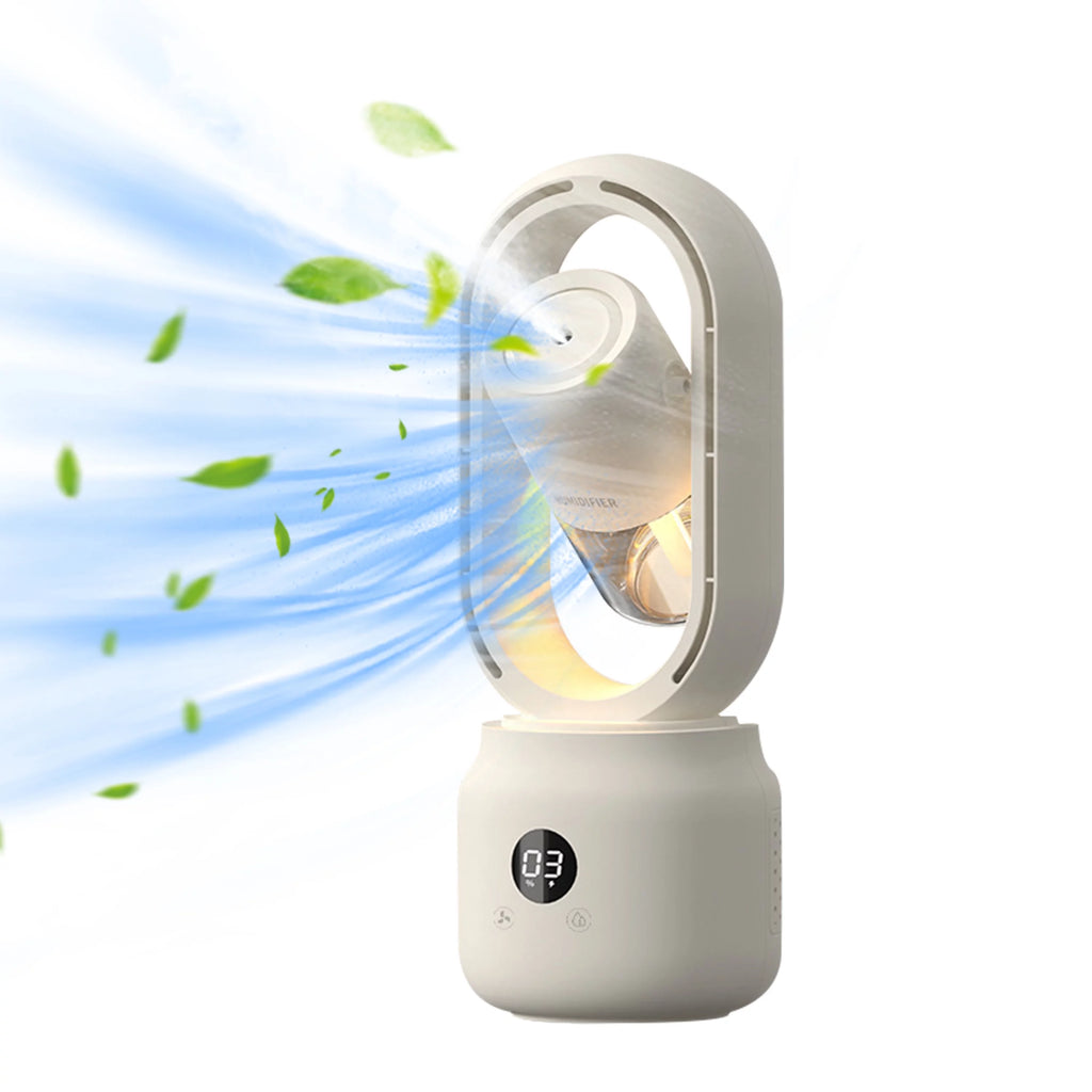 White 3 Speeds Bladeless Tower Fan with Humidifier A229
