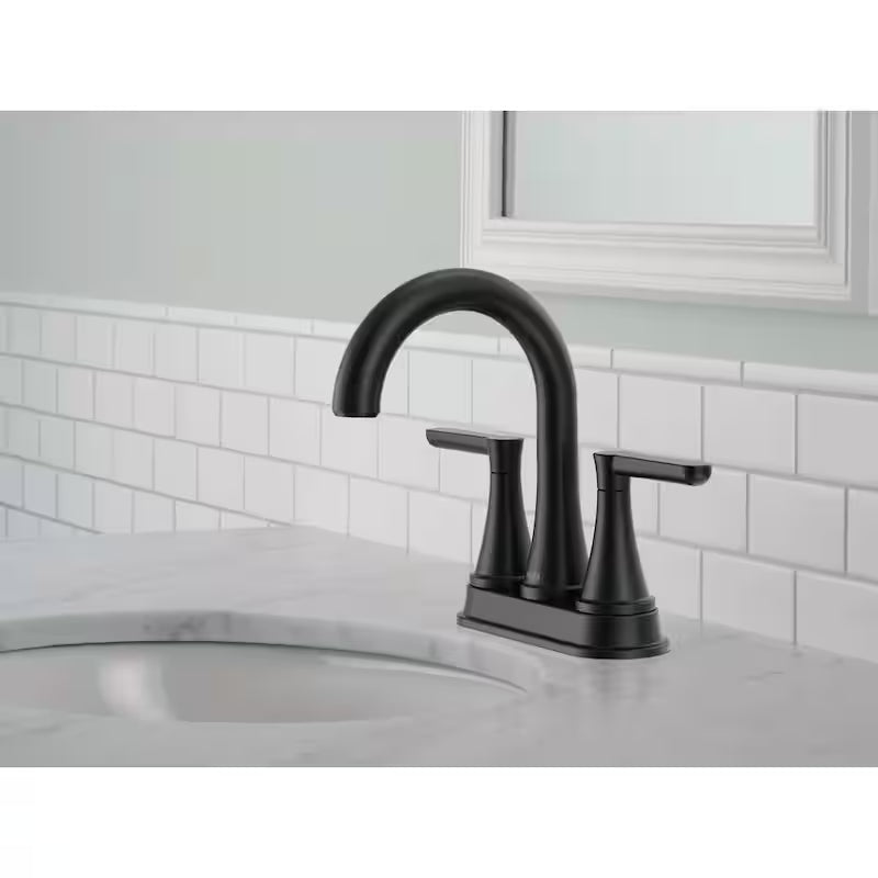 4 in. Centerset Double Handle Bathroom Faucet Matte Black U6216