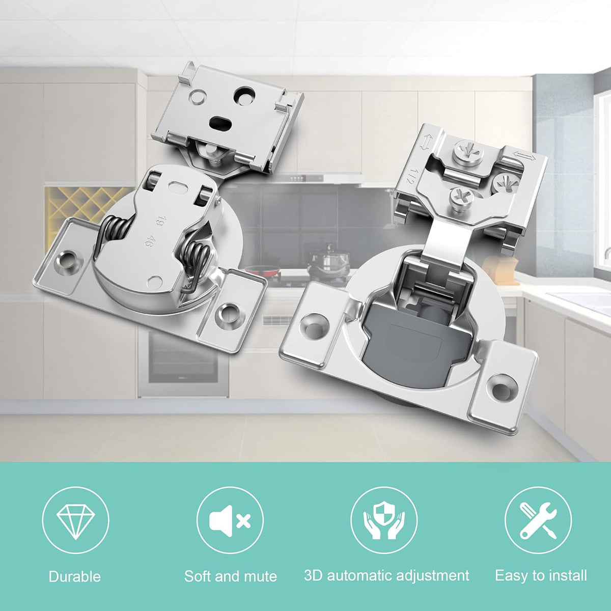 8 Pack Soft Close Adjustable Cabinet Hinge J82444