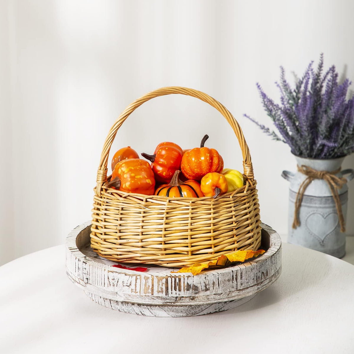 White Round Wood Lazy Susan 12 Inch I13897