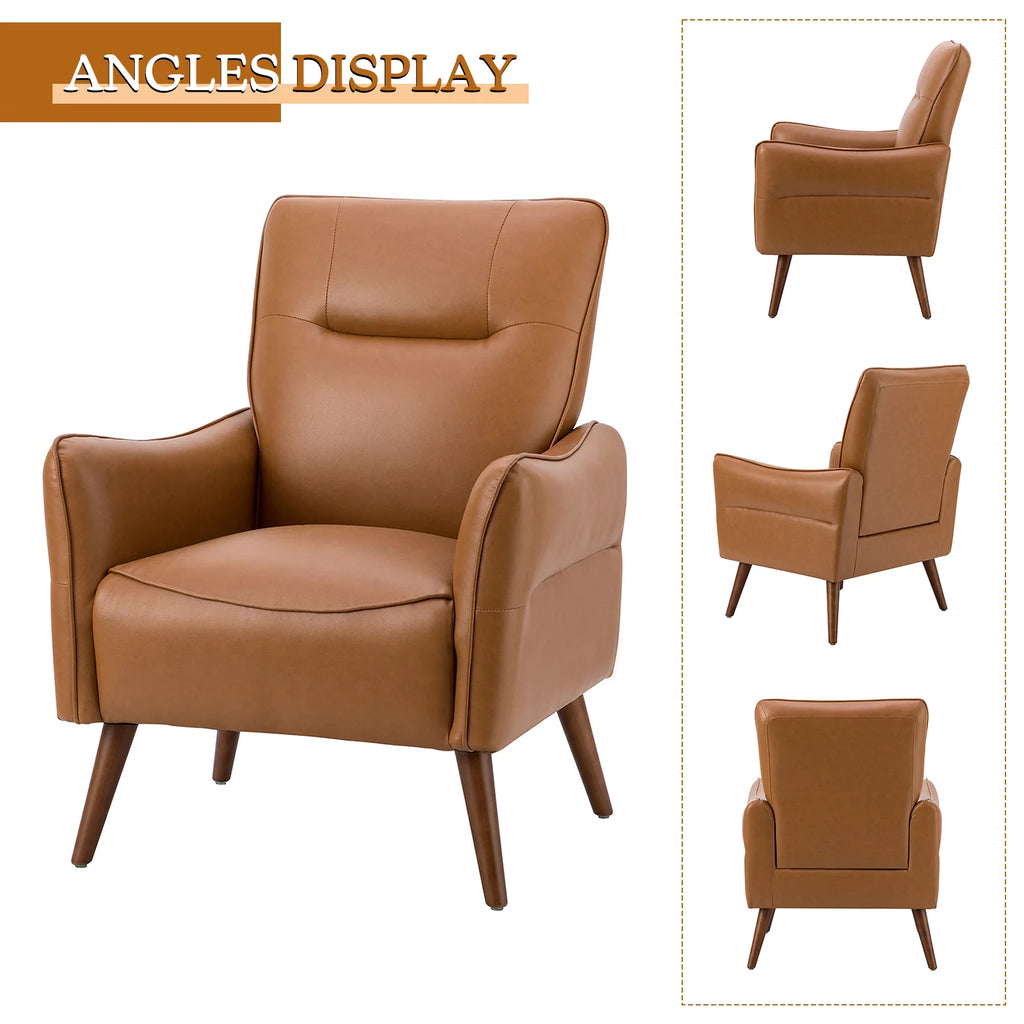 Faux Leather Tufted Accent Chair Set of 2 Wood Legs K851810