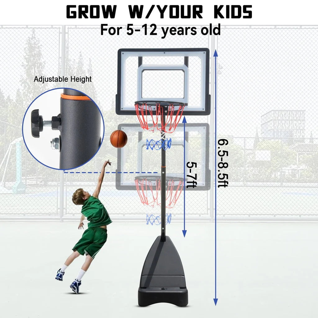 Portable Acrylic Adjustable Height 5-7' Basketball Hoop F5505