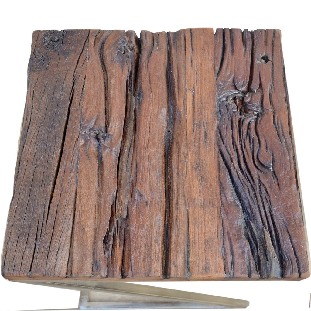 Wood Square Nesting Tables with Silver Base Z196