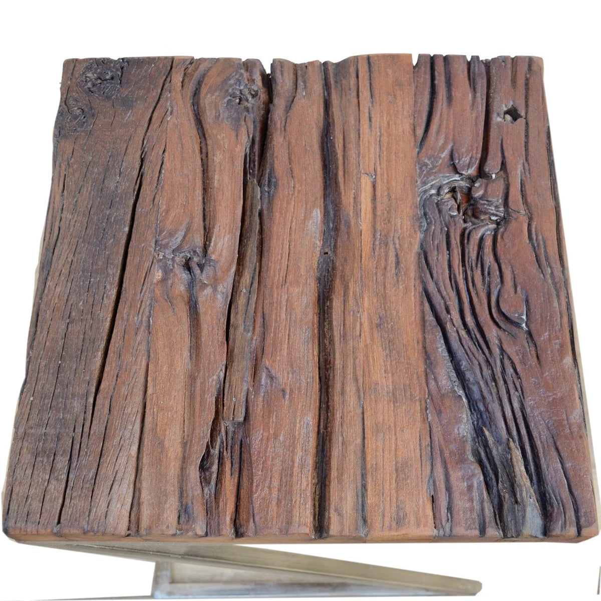 Wood Square Nesting Tables with Silver Base Z196