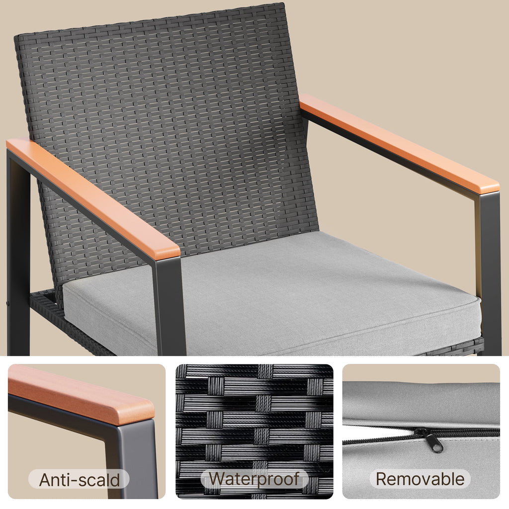 3 Pieces Beige Rattan Wicker Patio Rocking Chair Set with Coffee Table A8480
