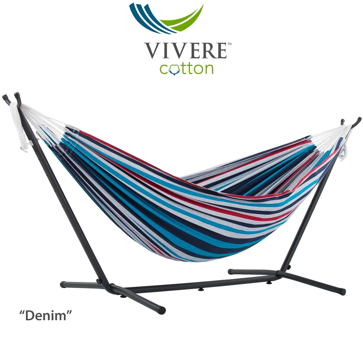 Double Cotton Hammock with Stand and Carry Bag N43916
