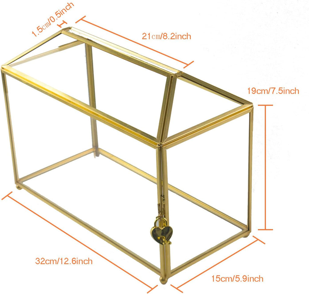 Gold Glass Card Box with Lid X65153
