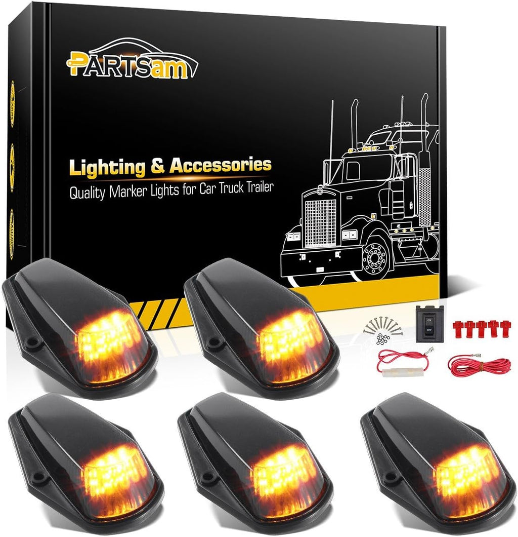 5X Cab Marker Light LED Roof Running Light Black Lens White 12LED Pack of 2 T888