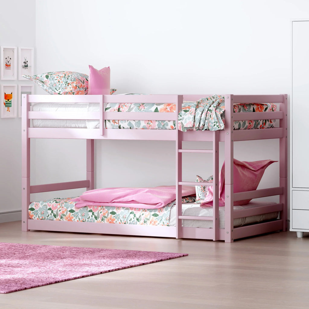 Black Wood Twin Over Twin Convertible Bunk Bed Q852