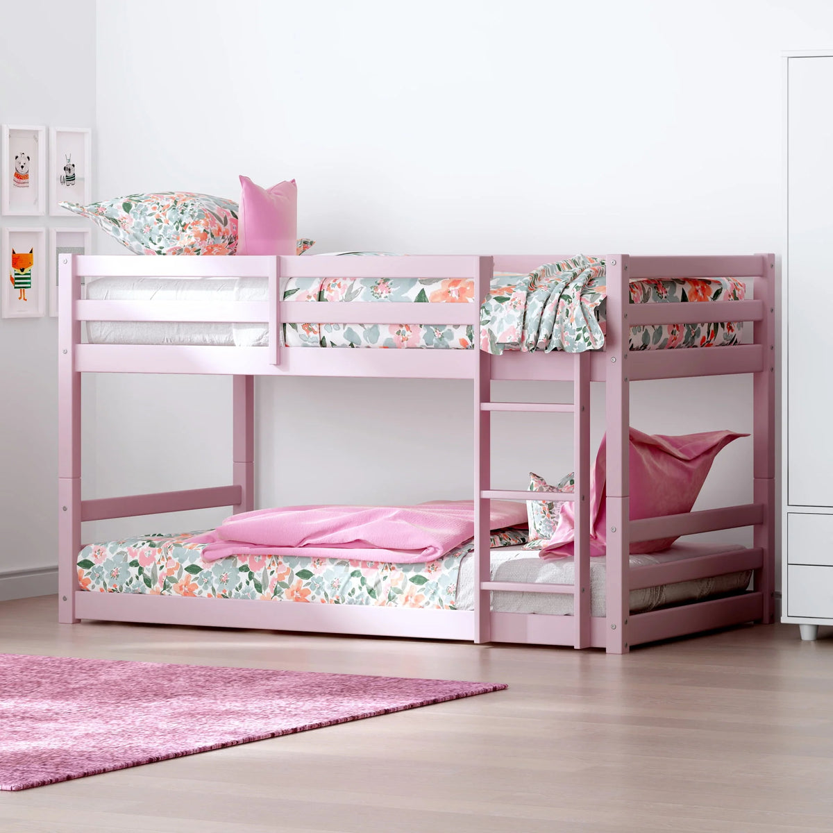 Black Wood Twin Over Twin Convertible Bunk Bed Q852