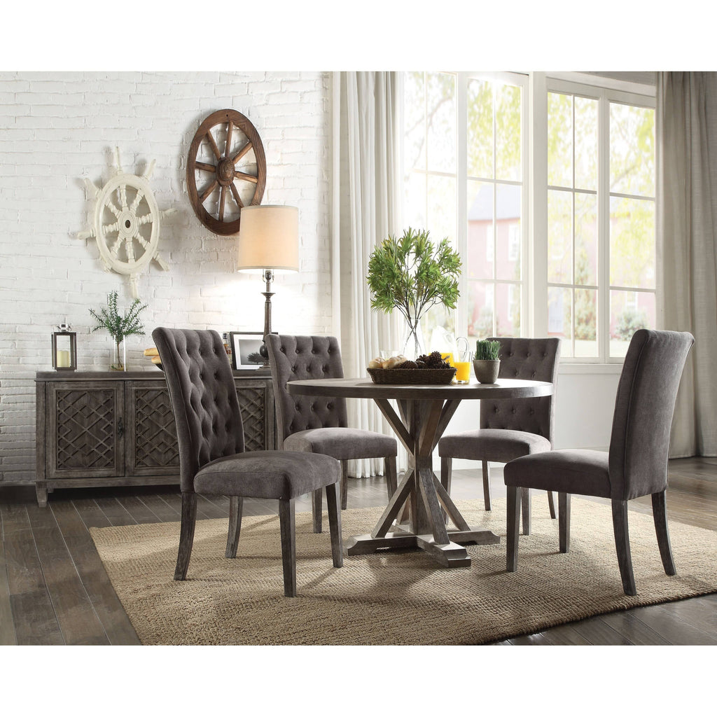 Gray Velvet Side Chair Set of 2 B3713