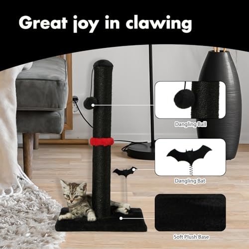 Beige Sisal Cat Scratching Post with Hanging Ball V462112