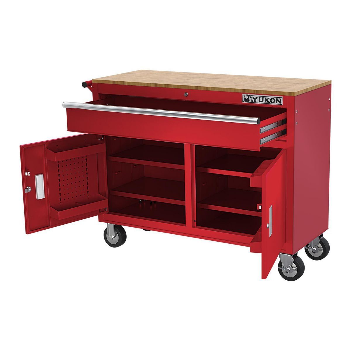 46 in. Mobile Workbench with Solid Wood Top A966